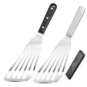 Stainless Steel Fish Spatula with Thin Flexible Slotted and Angled Blade- Silver